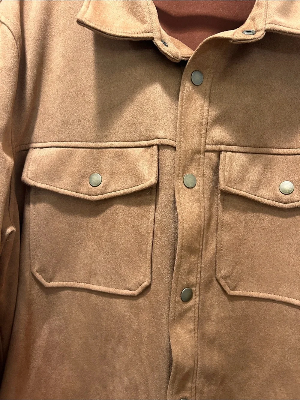 🤎FRYE Men's Button-Front Suede Jacket in Caramel Brown🤎